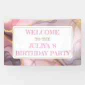 Roos Gold glitter roze verjaardagswelkom Spandoek (Horizontaal)