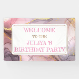 Roos Gold glitter roze verjaardagswelkom Spandoek