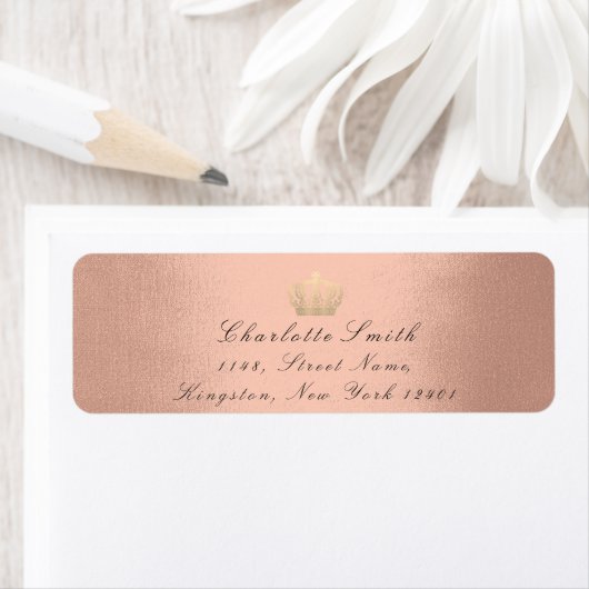 Roos Gold Glitter RSVP Crown Princess Bridal Blush Etiket (Insitu)