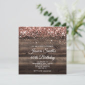 Roos Gold Glitter Rustic Wood 40e verjaardag Kaart (Staand voorkant)