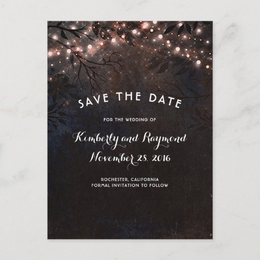Roos Gold Glitter Rustieke Natuur Save the Date Aankondigingskaart (Voorkant)