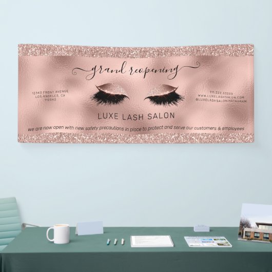 Roos Gold Glitter Salon Heropening Covid Safety Spandoek (Beurs)