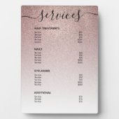 Roos Gold Glitter Salon Price List Service Menu Fotoplaat (voorkant)