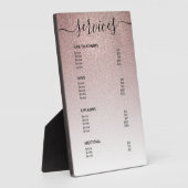 Roos Gold Glitter Salon Price List Service Menu Fotoplaat (Zijkant)