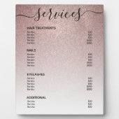 Roos Gold Glitter Salon Price List Service Menu Fotoplaat (Voorkant)