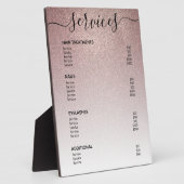 Roos Gold Glitter Salon Price List Service Menu Fotoplaat (Zijkant)
