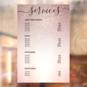Roos Gold Glitter Salon Price List Service Menu Raamsticker (Vel 2)