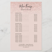Roos Gold Glitter Salon Service Menu (Voorkant)