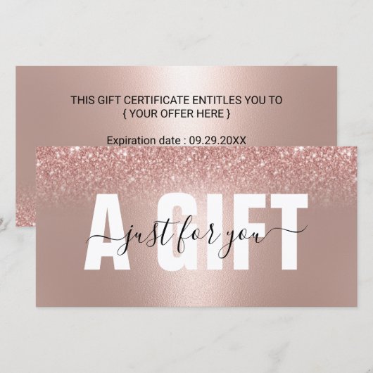 Roos Gold Glitter Salon & Spa Cadeaubonnen (Voorkant / Achterkant)