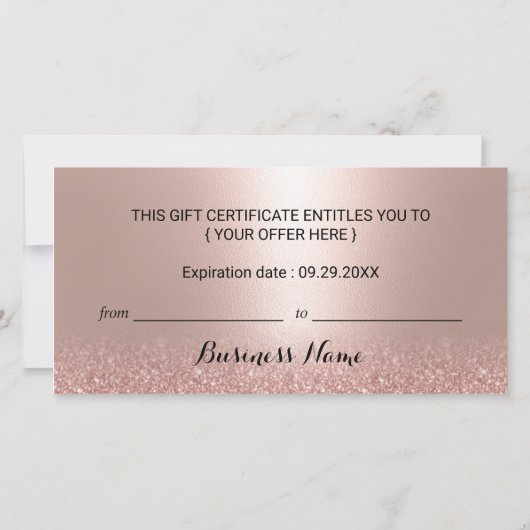 Roos Gold Glitter Salon & Spa Cadeaubonnen (Achterkant)