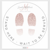 Roos Gold Glitter Salon Wacht hier verdieping Sticker (Vel)