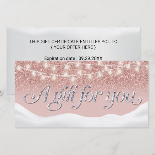 Roos Gold Glitter Salon Winter Gift Certificates (Voorkant / Achterkant)