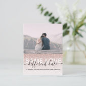 Roos Gold Glitter Same Love Date Wedding Aankondigingskaart (Staand voorkant)