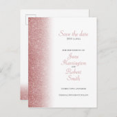 Roos Gold Glitter Save the Date Wedding Briefkaart (Voorkant / Achterkant)