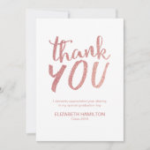 Roos Gold Glitter Schattige Script Afstuderen Beda Bedankkaart (Voorkant)