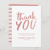 Roos Gold Glitter Schattige Script Afstuderen Beda Bedankkaart (Voorkant / Achterkant)