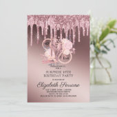 Roos Gold Glitter-schijven 40e surrogaatdag Kaart (Staand voorkant)