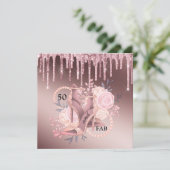 Roos Gold Glitter-schijven 50e verjaardag verrassi Kaart (Staand voorkant)