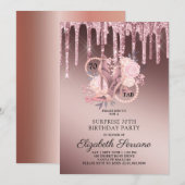 Roos Gold Glitter-schijven 70e verjaardag verrassi Kaart (Voorkant / Achterkant)