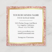 Roos Gold Glitter-schijven Aangepaste roze bakkeri Vierkante Visitekaartje (Achterkant)