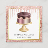 Roos Gold Glitter-schijven Aangepaste roze bakkeri Vierkante Visitekaartje (Voorkant)