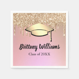 Roos Gold Glitter-schijven Afstuderen Servet