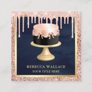 Roos Gold Glitter-schijven Blush Pink Cake Bakery Vierkante Visitekaartje