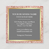 Roos Gold Glitter-schijven Blush Pink Custom Cke Vierkante Visitekaartje (Achterkant)