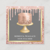 Roos Gold Glitter-schijven Blush Pink Custom Cke Vierkante Visitekaartje (Voorkant)