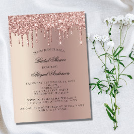Roos Gold Glitter-schijven Bridal Shower-uitnodigi Kaart