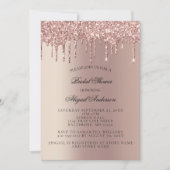 Roos Gold Glitter-schijven Bridal Shower-uitnodigi Kaart (Voorkant)