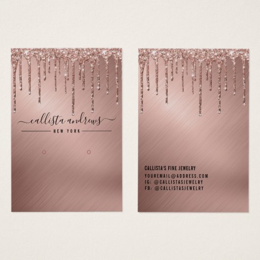 Roos Gold Glitter-schijven die Kaart voor beeldsch (Voorkant /achterkant)