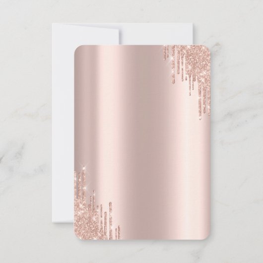 Roos Gold Glitter-schijven Dress Sweet 16 RSVP Kaart (Achterkant)