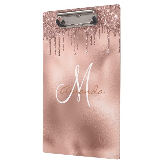 Roos Gold Glitter-schijven - Gepersonaliseerd mono Klembord (Links)