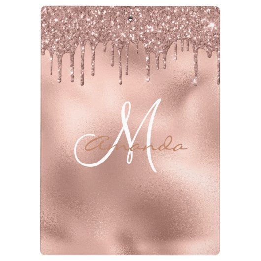 Roos Gold Glitter-schijven - Gepersonaliseerd mono Klembord (Achterkant)