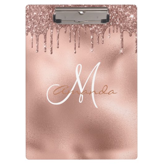 Roos Gold Glitter-schijven - Gepersonaliseerd mono Klembord (Voorkant)