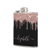 Roos Gold Glitter-schijven - Gepersonaliseerd zwar Heupfles (Links)