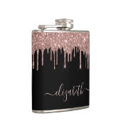 Roos Gold Glitter-schijven - Gepersonaliseerd zwar Heupfles (Rechts)