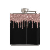 Roos Gold Glitter-schijven - Gepersonaliseerd zwar Heupfles (Achterkant)