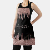 Roos Gold Glitter-schijven - Gepersonaliseerd zwar Schort (Insitu)