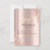 Roos Gold Glitter-schijven Gold RSVP Kaart (Voorkant)