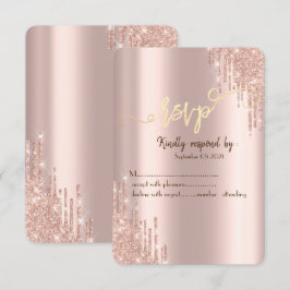 Roos Gold Glitter-schijven Gold RSVP Kaart