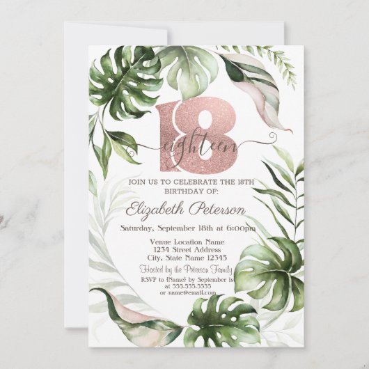 Roos Gold Glitter-schijven laten 18e verjaardag ac Kaart (Voorkant)