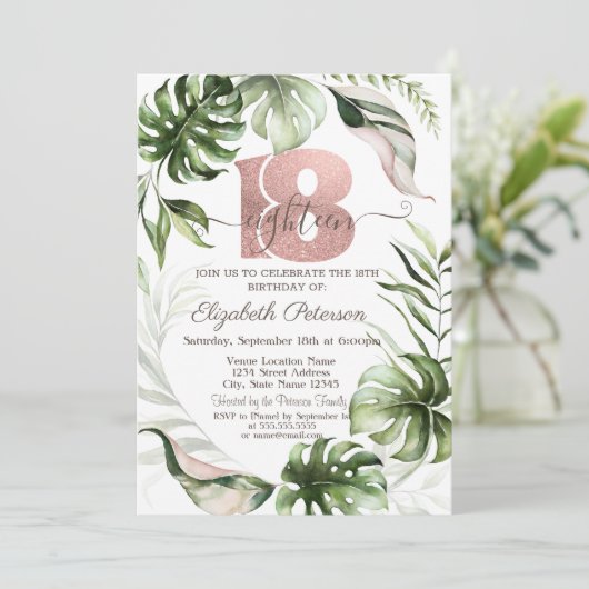 Roos Gold Glitter-schijven laten 18e verjaardag ac Kaart (Staand voorkant)