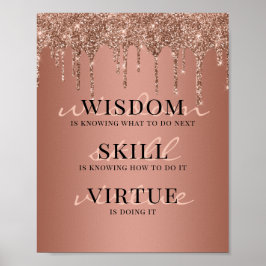 Roos Gold Glitter-schijven Motivatie Quote Poster