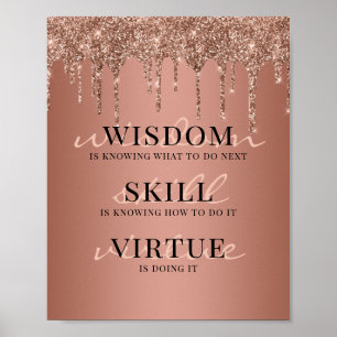 Roos Gold Glitter-schijven Motivatie Quote Poster