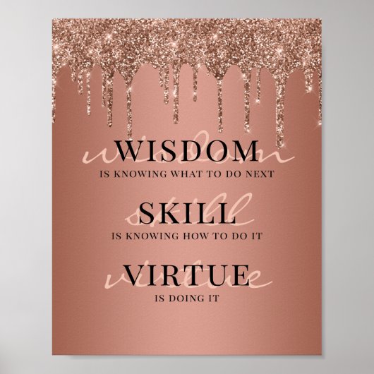Roos Gold Glitter-schijven Motivatie Quote Poster (Voorkant)