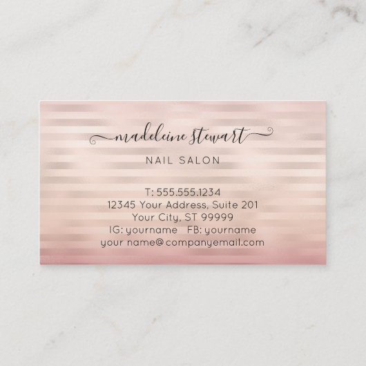 Roos Gold Glitter-schijven Nail Salon Professional Visitekaartje (Achterkant)