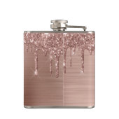 Roos Gold Glitter-schijven op maat Heupfles (Achterkant)