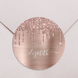 Roos Gold Glitter-schijven op maat Ronde Sticker